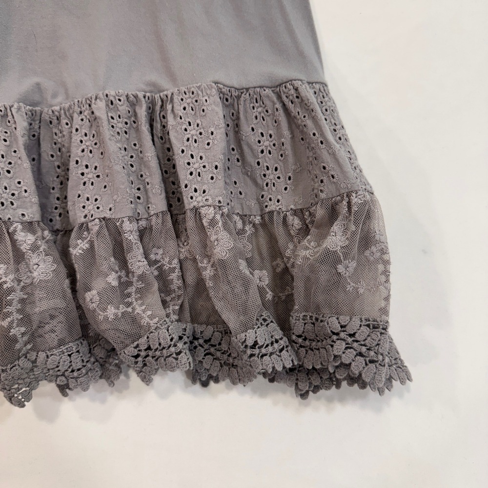 Matilda Jane Lace Trim Slip Dress Womens XS Grey Tiered Eyelet Hem | Cottagecore - Picture 2 of 6